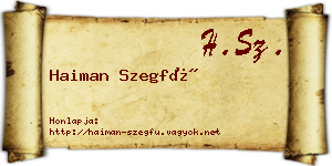 Haiman Szegfű névjegykártya